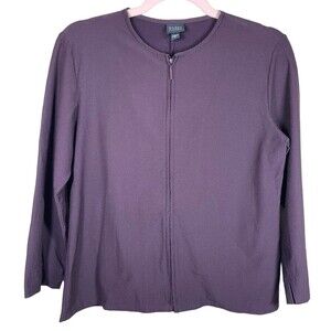 Eileen Fisher Jacket Women Small Merlot Full Zip Viscose‎ Nylon Spandex Made USA